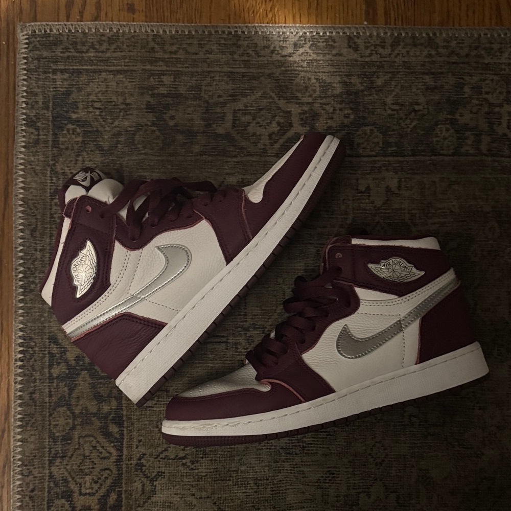 Nike Jordan Women's Maroon and White High-Top Sneakers